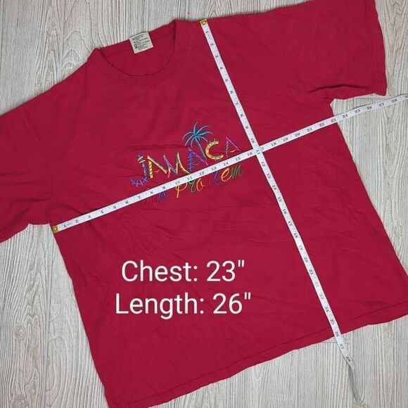 Vintage Super T’s Men’s XL Jamaica No Problem Embroidered Red T-Shirt - Picture 6 of 6